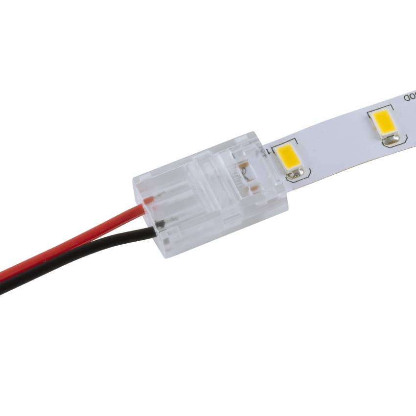 Ενωτικός Σύνδεσμος για Μονόχρωμη Ταινία LED 10mm 2 PIN σε Καλώδιο Τροφοδοσίας Ατερμάτιστο 2 PIN Μ2.1 x Π1.3 x Υ0.7cm Διάφανο