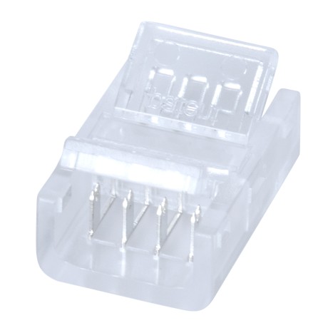 Ενωτικός Σύνδεσμος για Πολύχρωμη Ταινία LED RGB 10mm 4 PIN σε Πολύχρωμη Ταινία LED RGB 10mm 4 PIN Μ1.9 x Π1.4 x Υ0.7cm Διάφανο