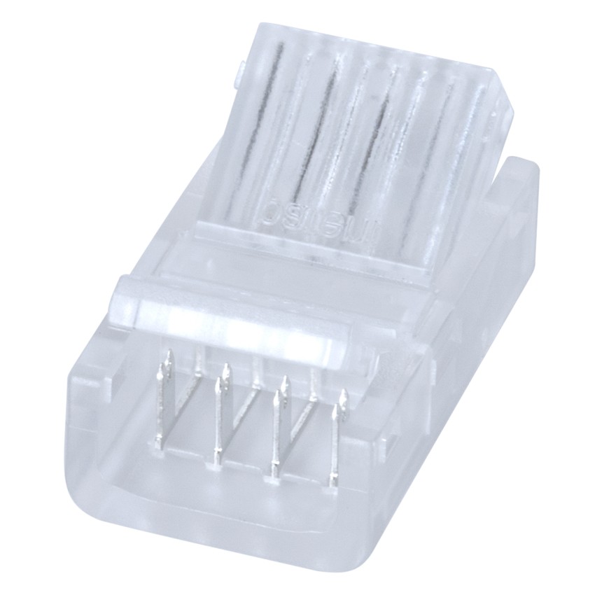 Ενωτικός Σύνδεσμος για Πολύχρωμη Ταινία LED 10mm 4 PIN σε Καλώδιο Τροφοδοσίας Ατερμάτιστο 4 PIN Μ2.1 x Π1.3 x Υ0.7cm Διάφανο