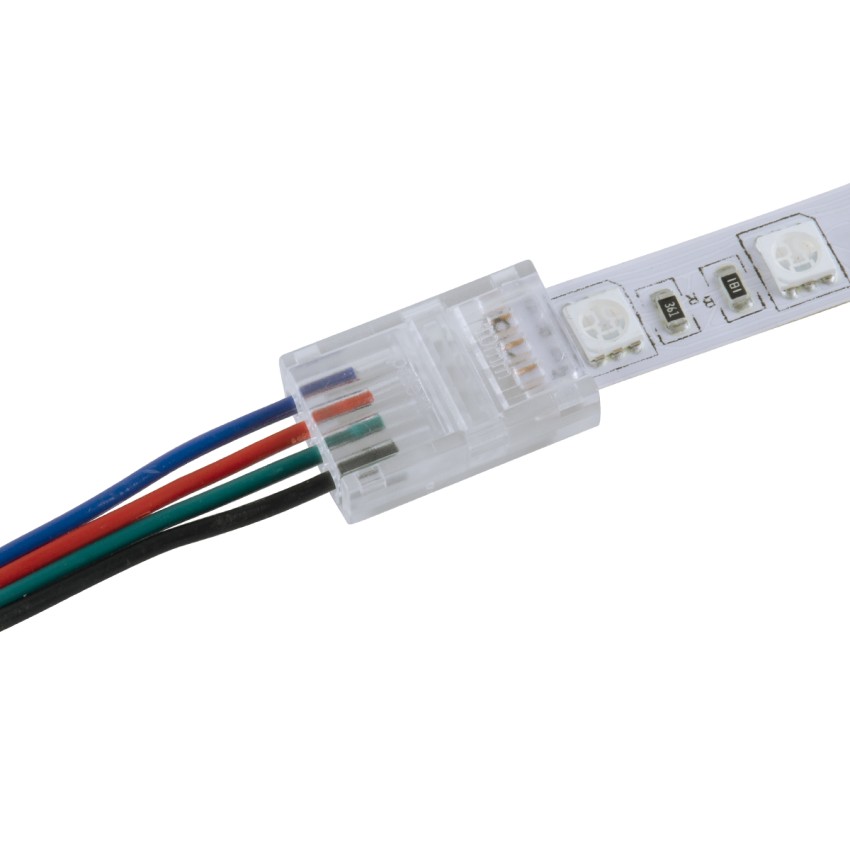 Ενωτικός Σύνδεσμος για Πολύχρωμη Ταινία LED 10mm 4 PIN σε Καλώδιο Τροφοδοσίας Ατερμάτιστο 4 PIN Μ2.1 x Π1.3 x Υ0.7cm Διάφανο