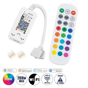 Ασύρματος Smart Home Wi-Fi LED RGBW Controller με 2 Εξόδους RGBW και Χειριστήριο 2.4Ghz RF DC 12V Max 144W - DC 24V Max 288W