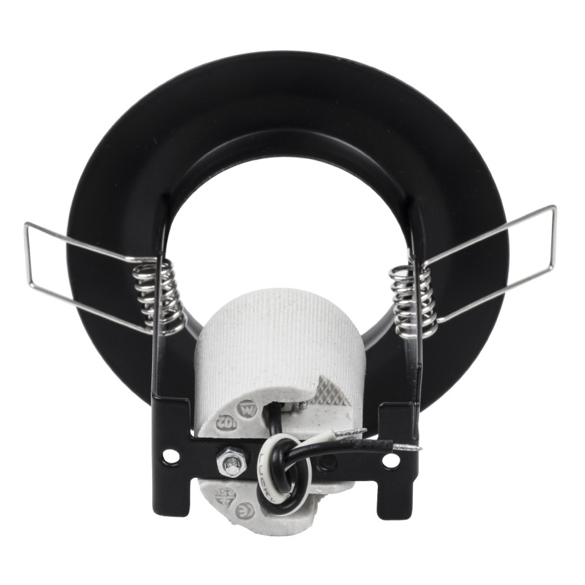 ALIBA  Χωνευτή Στρογγυλή Μεταλλική Βάση Μπετού για Λάμπα R50 με Ντουί E14 AC 220-240V IP20 Φ9.2 x Υ9.5cm - Μαύρη