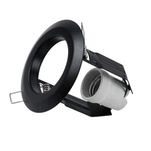 ACIDA  Χωνευτή Στρογγυλή Μεταλλική Βάση Μπετού για Λάμπα R63 με Ντουί E27 AC 220-240V IP20 Φ11 x Υ11cm - Μαύρη