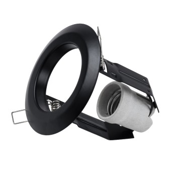 ACIDA  Χωνευτή Στρογγυλή Μεταλλική Βάση Μπετού για Λάμπα R63 με Ντουί E27 AC 220-240V IP20 Φ11 x Υ11cm - Μαύρη