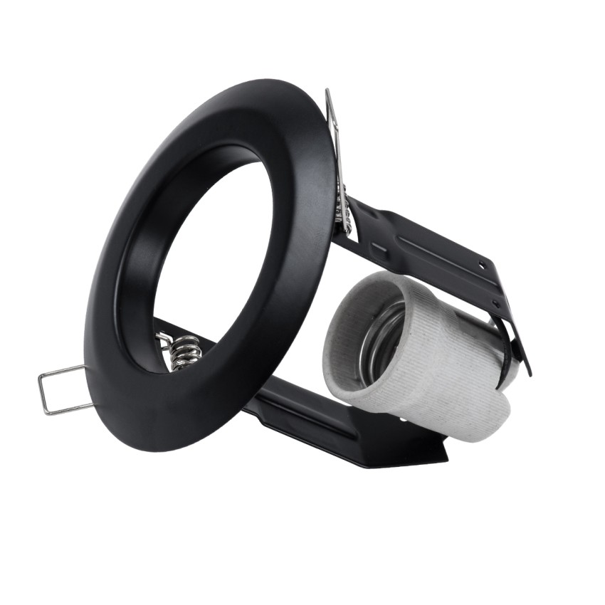 ACIDA  Χωνευτή Στρογγυλή Μεταλλική Βάση Μπετού για Λάμπα R63 με Ντουί E27 AC 220-240V IP20 Φ11 x Υ11cm - Μαύρη