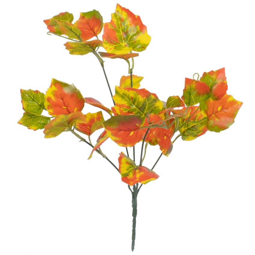 VIRGINIA CREEPER  Τεχνητό Φυτό Παρθενόκισσος - Μπουκέτο Διακοσμητικών Φυτών - Κλαδιών με Φύλλωμα Πορτοκαλί - Κόκκινο - Πράσινο - Κίτρινο Υ35cm