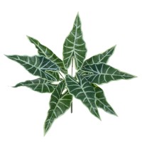 ALOCASIA  Τεχνητό Φυτό Αλοκάσια - Μπουκέτο Διακοσμητικών Φυτών - Κλαδιών με Φύλλωμα Πράσινο Υ43cm