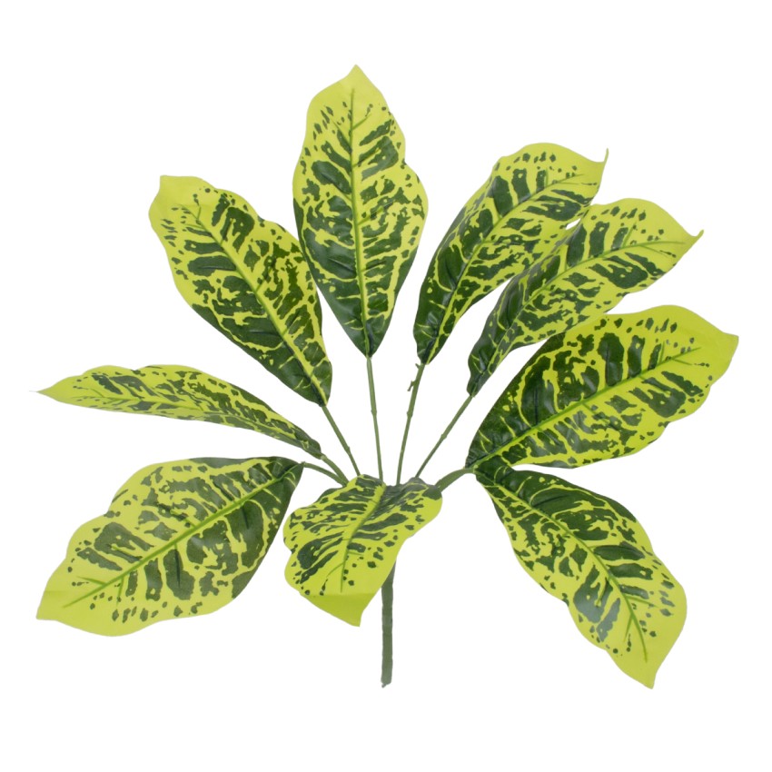 GREEN CROTON  Τεχνητό Φυτό Κροτώνας Πράσινος - Μπουκέτο Διακοσμητικών Φυτών - Κλαδιών με Φύλλωμα Πράσινο Υ44cm