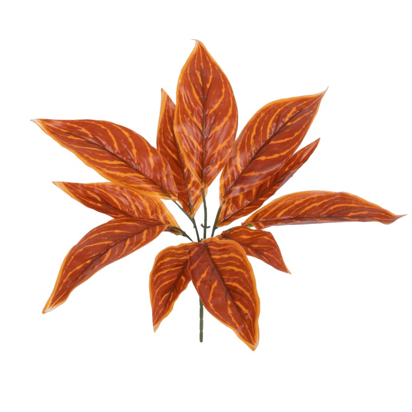 Τεχνητό Φυτό Aglaonema Orange 30cm - Μπουκέτο Διακοσμητικών Φυτών & Κλαδιών με Φύλλωμα Πορτοκαλί