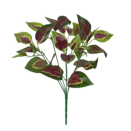 AMARANTHUS TRICOLOR  Τεχνητό Φυτό Αμάραντος Τρίχρωμος - Μπουκέτο Διακοσμητικών Φυτών - Κλαδιών με Φύλλωμα Πράσινο - Κόκκινο - Κίτρινο Υ34cm