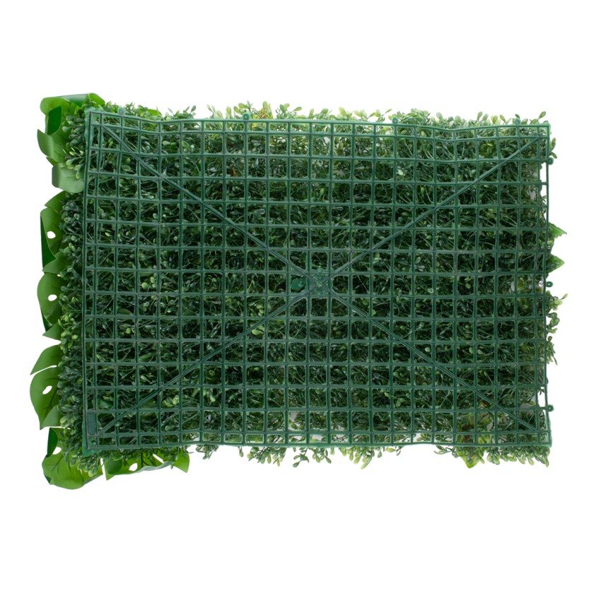 Συνθετικό Τεχνητό Διακοσμητικό Πάνελ Φυλλωσιάς - Κάθετος Κήπος Πυξάρι - Φτέρη - Μονστέρα - Αμάραντος - Πράσινο Μ60 x Υ40 x Π8cm