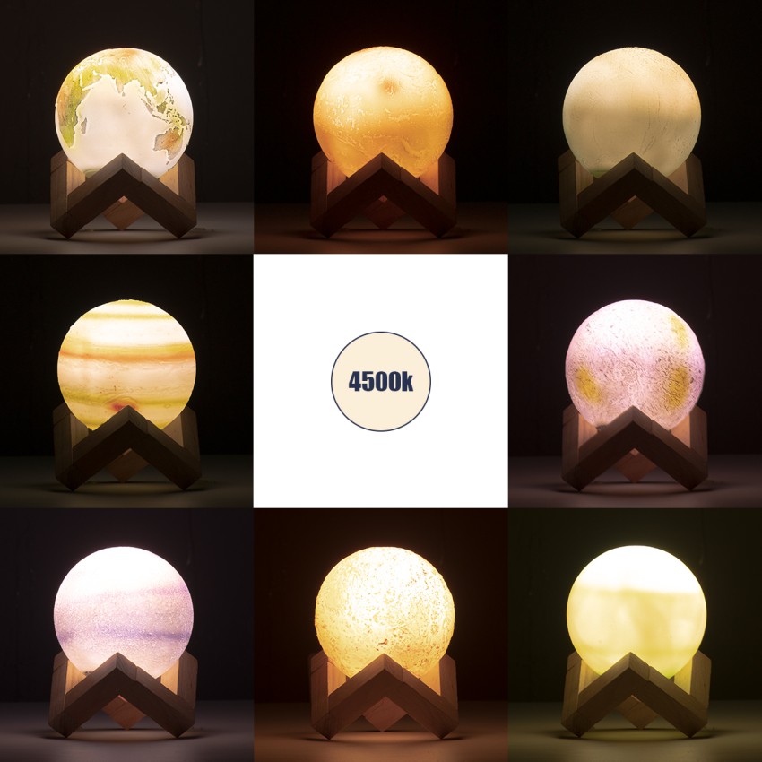 MOON  Σετ 8 Τεμ. Μοντέρνα Επιτραπέζια Φωτιστικα Πορτατίφ LED 2W 120lm 360° DC 5V - Εναλλαγή Φωτισμού μέσω Τηλεχειριστηρίου & Αφής - Dimmable - CCT Θερμό Λευκό 3000K - Ψυχρό Λευκό 6000K  - Φ8 x Υ11 - Πολύχρωμα