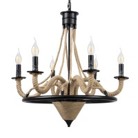 GLOBOSTAR® PENNSYLVANIA  Vintage Κρεμαστό Φωτιστικό Οροφής με Ντουί 6 x E14 AC 220-240V IP20 - Μαύρο & Μπεζ - Μ64 x Π64 x Υ63cm