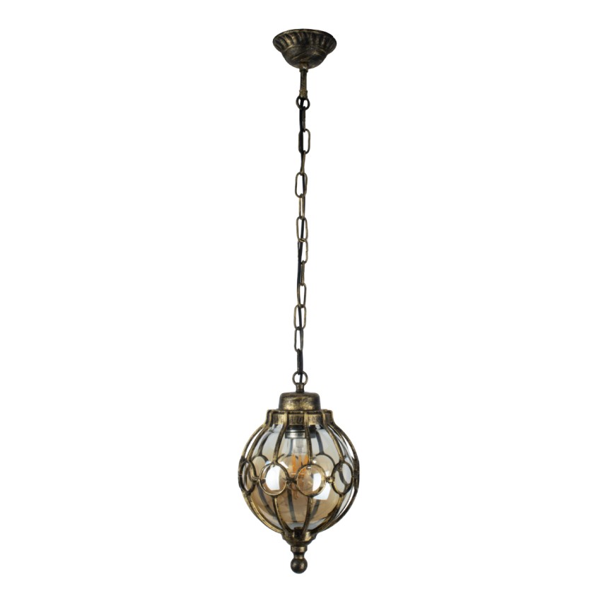 GLOBOSTAR® ETOILE  Vintage Κρεμαστό Φωτιστικό Οροφής με Ντουί 1 x E27 AC 220-240V IP20 - Μπρούτζινο Εφέ Σκουριάς & Μελί - Μ18 x Π18 x Y27cm