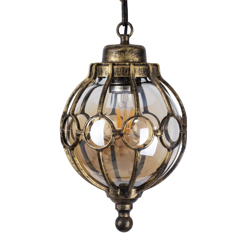 GLOBOSTAR® ETOILE  Vintage Κρεμαστό Φωτιστικό Οροφής με Ντουί 1 x E27 AC 220-240V IP20 - Μπρούτζινο Εφέ Σκουριάς & Μελί - Μ18 x Π18 x Y27cm