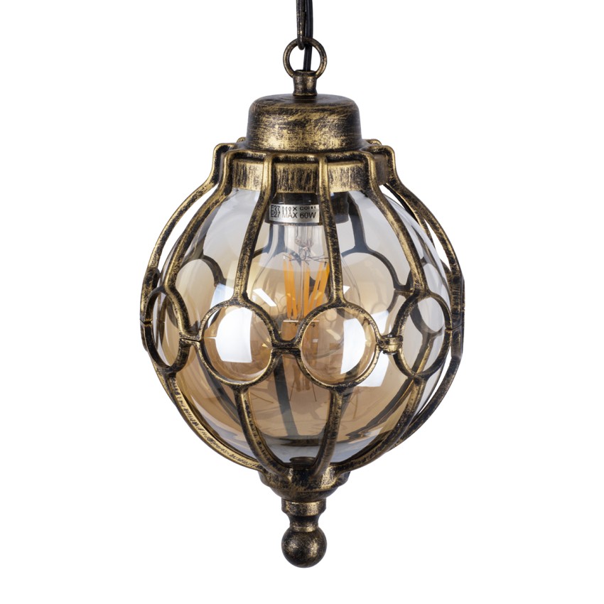 GLOBOSTAR® ETOILE  Vintage Κρεμαστό Φωτιστικό Οροφής με Ντουί 1 x E27 AC 220-240V IP20 - Μπρούτζινο Εφέ Σκουριάς & Μελί - Μ18 x Π18 x Y27cm