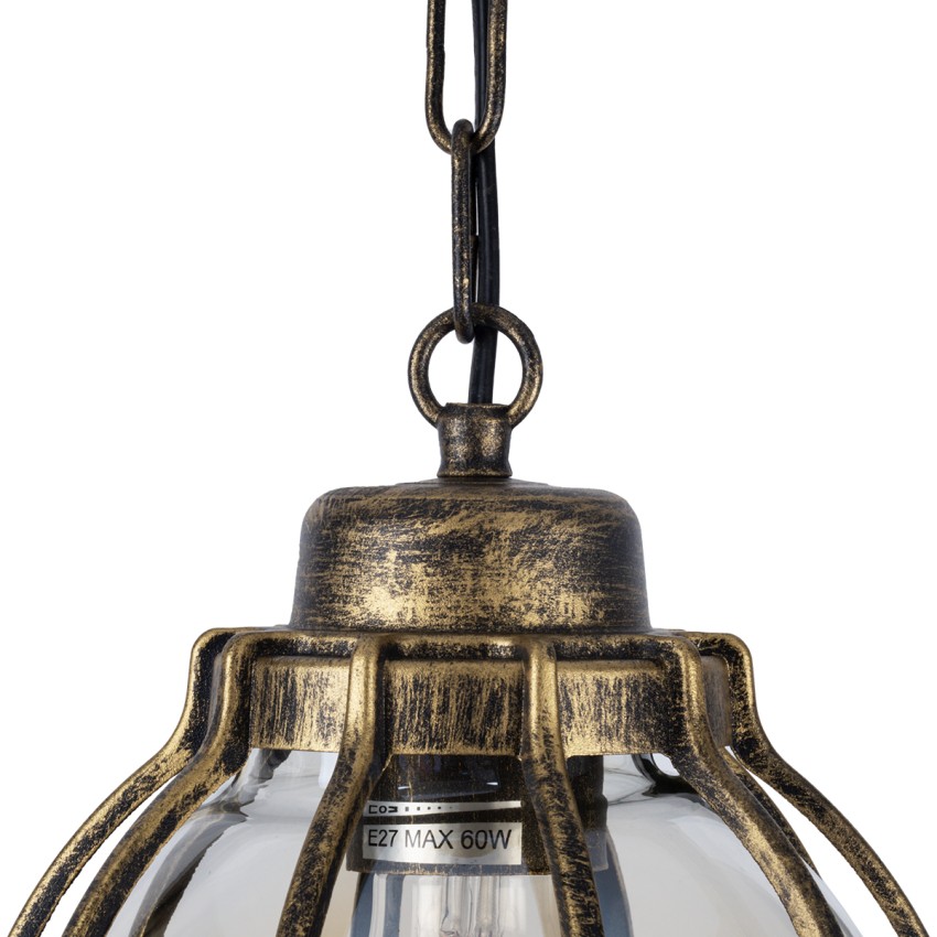GLOBOSTAR® ETOILE  Vintage Κρεμαστό Φωτιστικό Οροφής με Ντουί 1 x E27 AC 220-240V IP20 - Μπρούτζινο Εφέ Σκουριάς & Μελί - Μ18 x Π18 x Y27cm