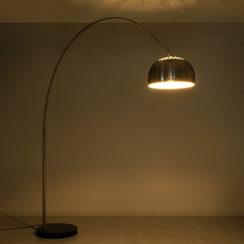 GLOBOSTAR® PRAGUE  Μοντέρνο Επιδαπέδιο Φωτιστικό με Ντουί 1 x E27 AC 220-240V IP20 - Νίκελ Βούρτσας - Μ210 x Π45 x Υ220cm