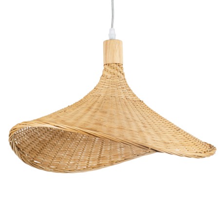CUBA  Boho Κρεμαστό Φωτιστικό Ανάρτηση Μονόφωτο 1 x E27 IP20 Μπεζ Ξύλο - Μ43 x Π43 x Y30cm