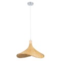 CUBA  Boho Κρεμαστό Φωτιστικό Ανάρτηση Μονόφωτο 1 x E27 IP20 Μπεζ Ξύλο - Μ43 x Π43 x Y30cm