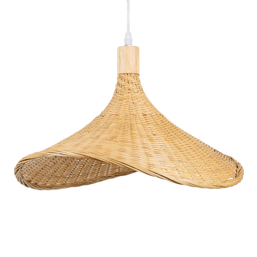 CUBA  Boho Κρεμαστό Φωτιστικό Ανάρτηση Μονόφωτο 1 x E27 IP20 Μπεζ Ξύλο - Μ43 x Π43 x Y30cm