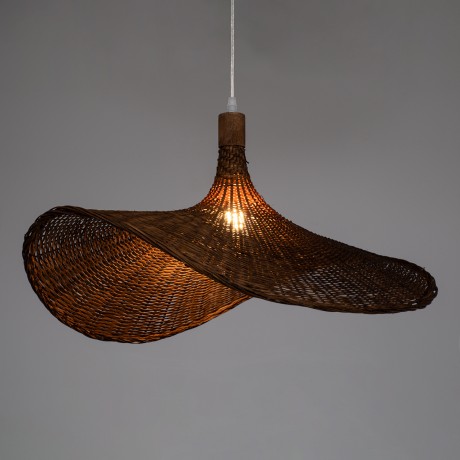 GLOBOSTAR® CUBA  Boho Κρεμαστό Φωτιστικό Οροφής με Ντουί 1 x E27 AC 220-240V IP20 - Καφέ - Μ63 x Π63 x Υ32cm