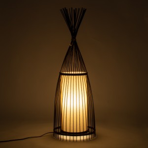 AZORES  Boho Επιδαπέδιο Φωτιστικό Μονόφωτο 1 x E27 IP20 Καφέ & Μπεζ Ξύλο - Μ30 x Π30 x Υ90cm