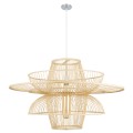 BALI  Boho Κρεμαστό Φωτιστικό Πλέγμα Μονόφωτο 1 x E27 IP20 Μπεζ Ξύλο - Μ100 x Π100 x Υ60cm