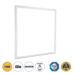Χωνευτό LED Panel Linear Frameless Super Slim 60x60cm 48W 5280lm 120° CRI≥85Ra AC 220-240V IP44 Μ60 x Π60 x Υ1.5cm - Θερμό Λευκό 2700K - TÜV Certified Driver