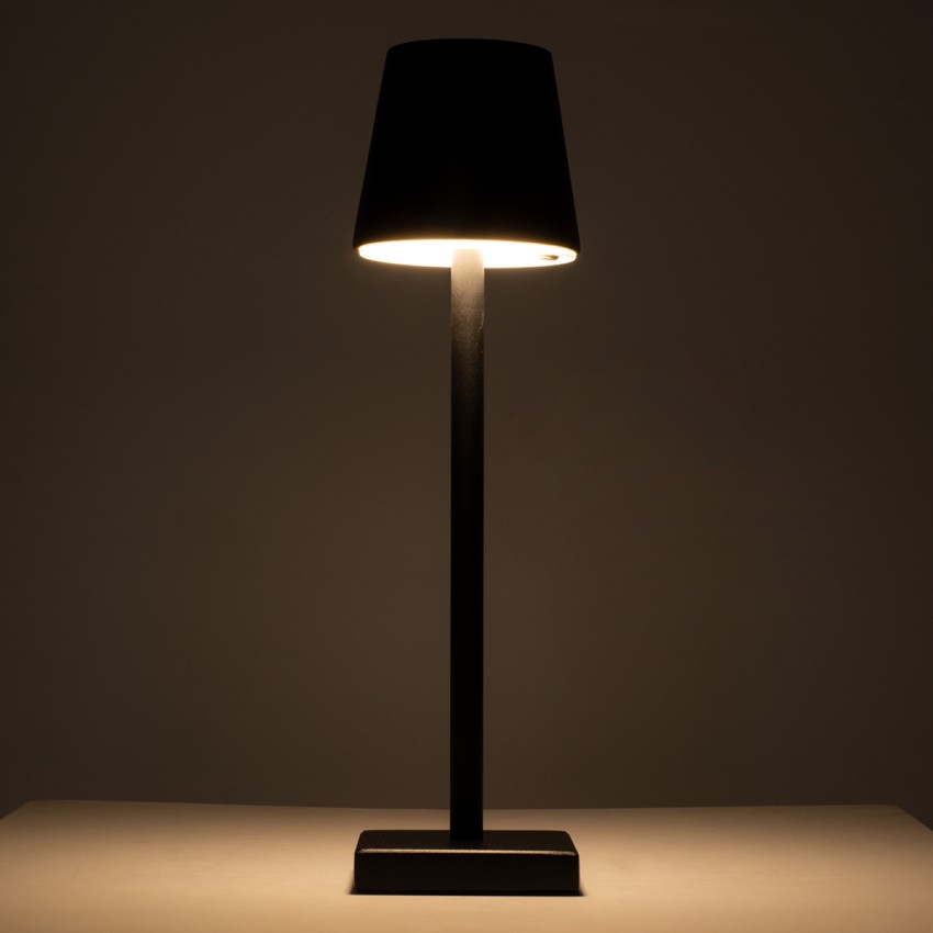 NEGA  Μοντέρνο Επιτραπέζιο Φωτιστικό Πορτατίφ LED 2.2W 154lm 360° DC 5V Επαναφορτιζόμενο με Μπαταρία Li-ion 4000mAh - Διακόπτη Αφής - Θερμό Λευκό 2700K - Dimmable - D10 x H39cm - Μαύρο