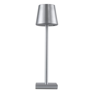 NEGA  Μοντέρνο Επιτραπέζιο Φωτιστικό Πορτατίφ LED 2.2W 154lm 360° DC 5V Επαναφορτιζόμενο με Μπαταρία Li-ion 4000mAh - Διακόπτη Αφής - Θερμό Λευκό 2700K - Dimmable - D10 x H39cm - Ασημί