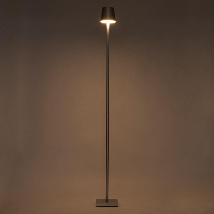 NEGA  Μοντέρνο Επιδαπέδιο Φωτιστικό LED 2.2W 154lm 360° DC 5V Επαναφορτιζόμενο με Μπαταρία Li-ion 4000mAh - Διακόπτη Αφής - Θερμό Λευκό 2700K - Dimmable - D10 x H135cm - Ασημί