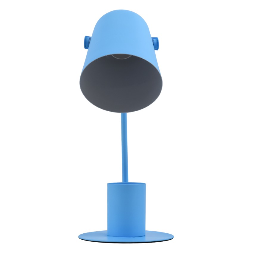 PENCASE  Μοντέρνο Επιτραπέζιο Φωτιστικό Γραφείου - Πορτατίφ - Μονόφωτο 1 x E27 Μπλε Μεταλλικό Καμπάνα με Διακόπτη On/Off - Μολυβοθήκη & Βάση Τηλεφώνου - L12 x W15 x H38cm