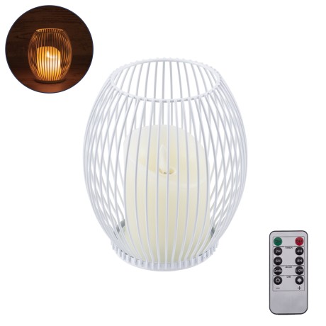 CANDLE  Διακοσμητικό Realistic Κερί με LED Εφέ Κινούμενης Φλόγας - Μπαταρίας 2 x AA (Δεν Συμπεριλαμβάνονται) & Ασύρματο Χειριστήριο IR Θερμό Λευκό 2700K Dimmable Λευκό Φ14 x Υ16cm