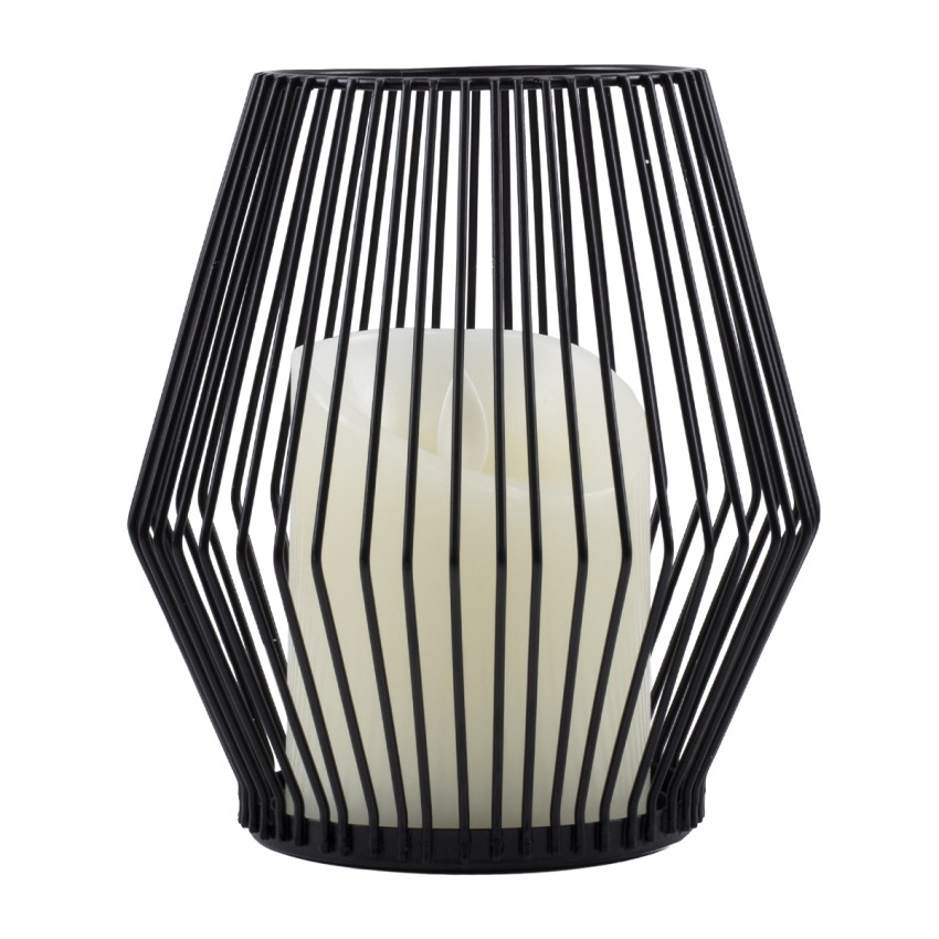 CANDLE  Διακοσμητικό Realistic Κερί με LED Εφέ Κινούμενης Φλόγας - Μπαταρίας 2 x AA (Δεν Συμπεριλαμβάνονται) & Ασύρματο Χειριστήριο IR Θερμό Λευκό 2700K Dimmable Μαύρο Φ14 x Υ16cm