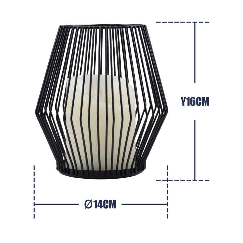 CANDLE  Διακοσμητικό Realistic Κερί με LED Εφέ Κινούμενης Φλόγας - Μπαταρίας 2 x AA (Δεν Συμπεριλαμβάνονται) & Ασύρματο Χειριστήριο IR Θερμό Λευκό 2700K Dimmable Μαύρο Φ14 x Υ16cm