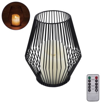 CANDLE  Διακοσμητικό Realistic Κερί με LED Εφέ Κινούμενης Φλόγας - Μπαταρίας 2 x AA (Δεν Συμπεριλαμβάνονται) & Ασύρματο Χειριστήριο IR Θερμό Λευκό 2700K Dimmable Μαύρο Φ16 x Υ18cm