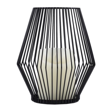 CANDLE  Διακοσμητικό Realistic Κερί με LED Εφέ Κινούμενης Φλόγας - Μπαταρίας 2 x AA (Δεν Συμπεριλαμβάνονται) & Ασύρματο Χειριστήριο IR Θερμό Λευκό 2700K Dimmable Μαύρο Φ16 x Υ18cm