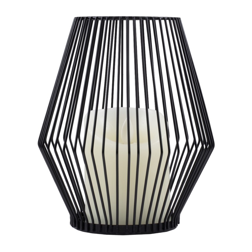 CANDLE  Διακοσμητικό Realistic Κερί με LED Εφέ Κινούμενης Φλόγας - Μπαταρίας 2 x AA (Δεν Συμπεριλαμβάνονται) & Ασύρματο Χειριστήριο IR Θερμό Λευκό 2700K Dimmable Μαύρο Φ16 x Υ18cm