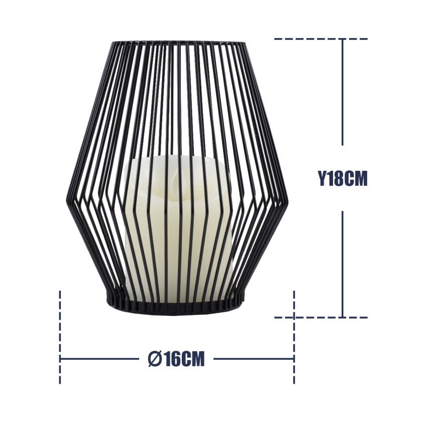 CANDLE  Διακοσμητικό Realistic Κερί με LED Εφέ Κινούμενης Φλόγας - Μπαταρίας 2 x AA (Δεν Συμπεριλαμβάνονται) & Ασύρματο Χειριστήριο IR Θερμό Λευκό 2700K Dimmable Μαύρο Φ16 x Υ18cm
