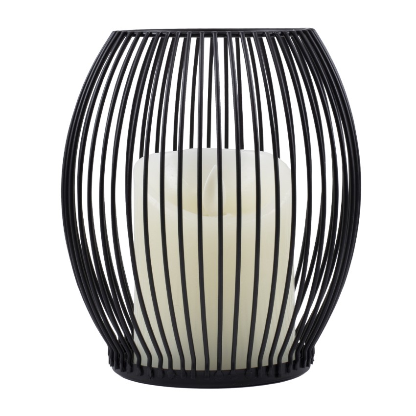 CANDLE  Διακοσμητικό Realistic Κερί με LED Εφέ Κινούμενης Φλόγας - Μπαταρίας 2 x AA (Δεν Συμπεριλαμβάνονται) & Ασύρματο Χειριστήριο IR Θερμό Λευκό 2700K Dimmable Μαύρο Φ14 x Υ16cm