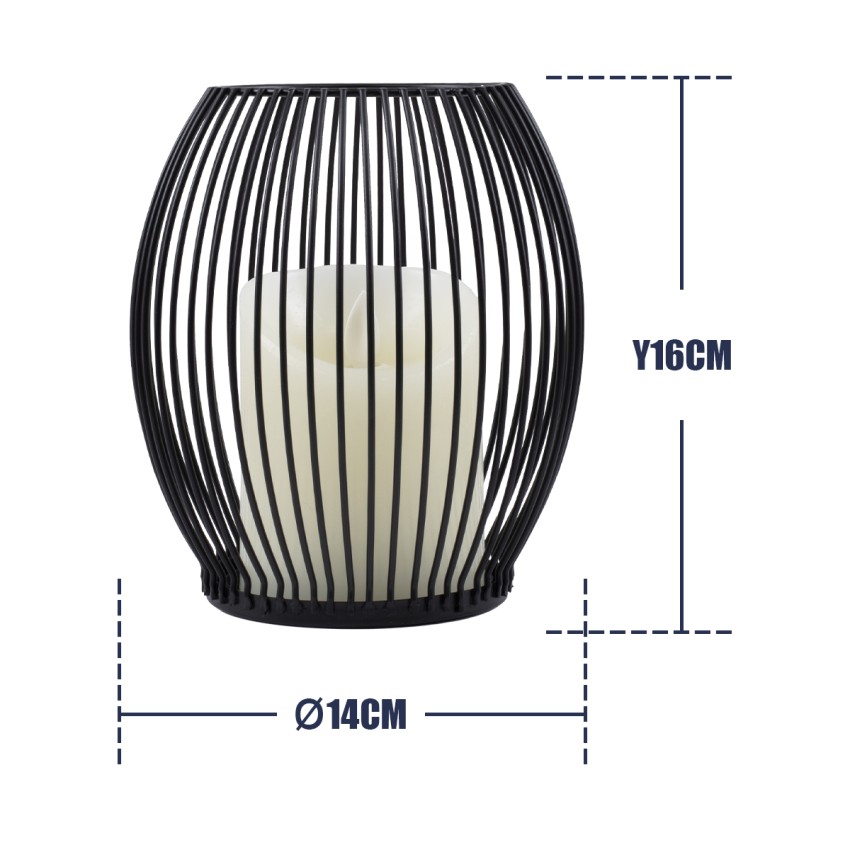 CANDLE  Διακοσμητικό Realistic Κερί με LED Εφέ Κινούμενης Φλόγας - Μπαταρίας 2 x AA (Δεν Συμπεριλαμβάνονται) & Ασύρματο Χειριστήριο IR Θερμό Λευκό 2700K Dimmable Μαύρο Φ14 x Υ16cm