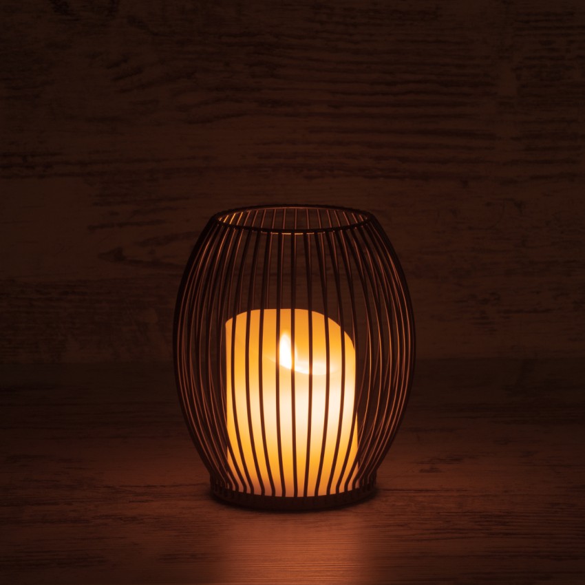 CANDLE  Διακοσμητικό Realistic Κερί με LED Εφέ Κινούμενης Φλόγας - Μπαταρίας 2 x AA (Δεν Συμπεριλαμβάνονται) & Ασύρματο Χειριστήριο IR Θερμό Λευκό 2700K Dimmable Μαύρο Φ14 x Υ16cm