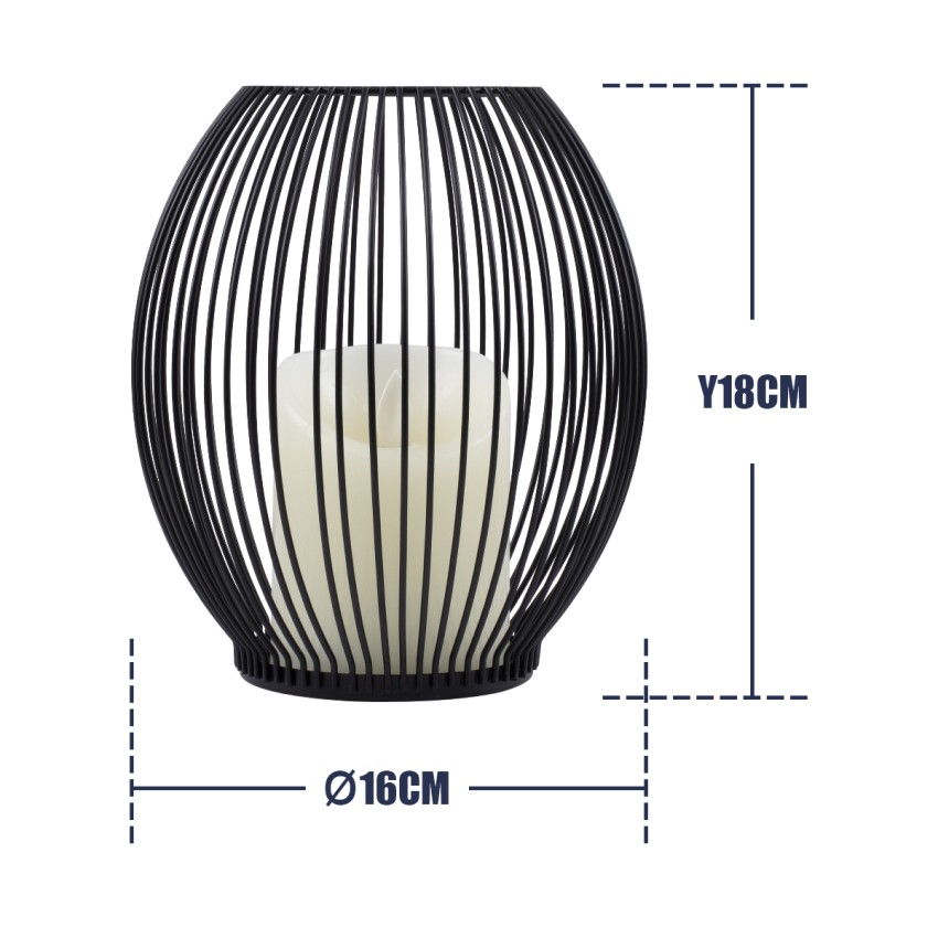 CADLE  Διακοσμητικό Realistic Κερί με LED Εφέ Κινούμενης Φλόγας - Μπαταρίας 2 x AA (Δεν Συμπεριλαμβάνονται) & Ασύρματο Χειριστήριο IR Θερμό Λευκό 2700K Dimmable Μαύρο Φ16 x Υ18cm