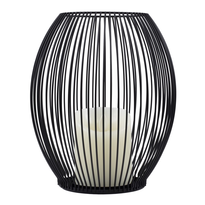 CANDLE  Διακοσμητικό Realistic Κερί με LED Εφέ Κινούμενης Φλόγας - Μπαταρίας 2 x AA (Δεν Συμπεριλαμβάνονται) & Ασύρματο Χειριστήριο IR Θερμό Λευκό 2700K Dimmable Μαύρο Φ19 x Υ24cm