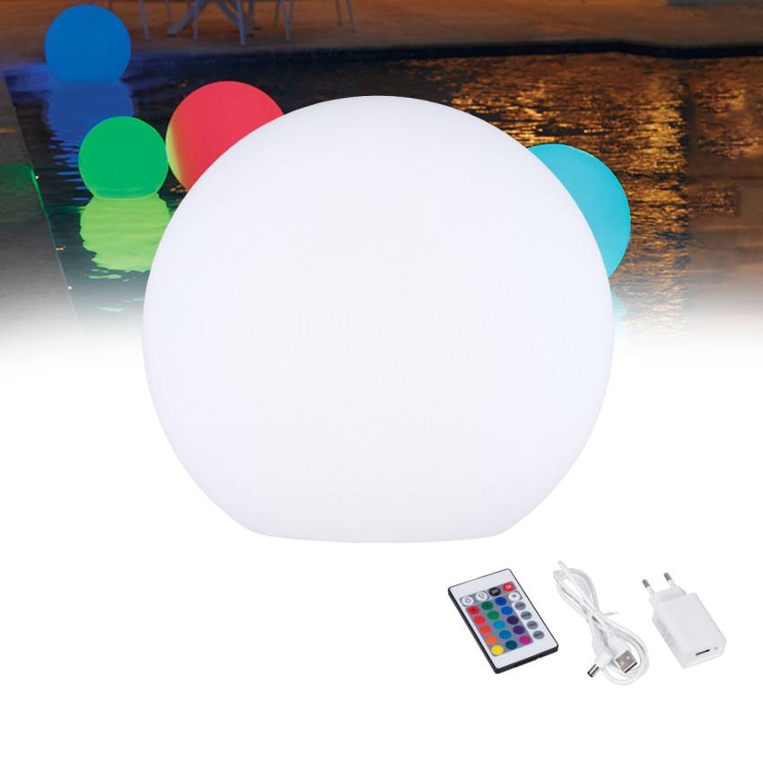 Ακρυλικό Φωτιστικό Μπάλα Εξωτερικού Χώρου - Πισίνας LED Globe 10W Φ40 Επαναφορτιζόμενο Μπαταρίας με Καλώδιο USB - Φορτιστή και Ασύρματο Χειριστήριο IR Αδιάβροχο IP65 Πολύχρωμο RGBW