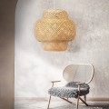 MALDIVES  Boho Κρεμαστό Φωτιστικό Πλέγμα Μονόφωτο 1 x E27 IP20 Μπεζ Ξύλο - Μ56 x Π56 x Υ54cm
