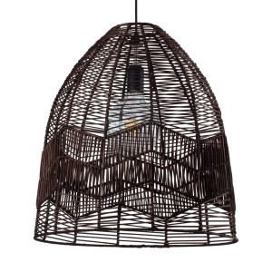 ALOHA  Boho Κρεμαστό Φωτιστικό Καμπάνα Μονόφωτο 1 x E27 IP20 Καφέ Σχοινί - Μ43 x Π43 x Y46cm