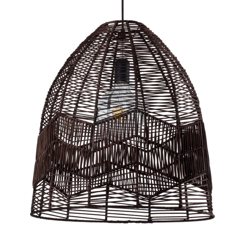 ALOHA  Boho Κρεμαστό Φωτιστικό Καμπάνα Μονόφωτο 1 x E27 IP20 Καφέ Σχοινί - Μ43 x Π43 x Y46cm