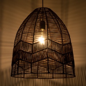 ALOHA  Boho Κρεμαστό Φωτιστικό Καμπάνα Μονόφωτο 1 x E27 IP20 Καφέ Σχοινί - Μ43 x Π43 x Y46cm
